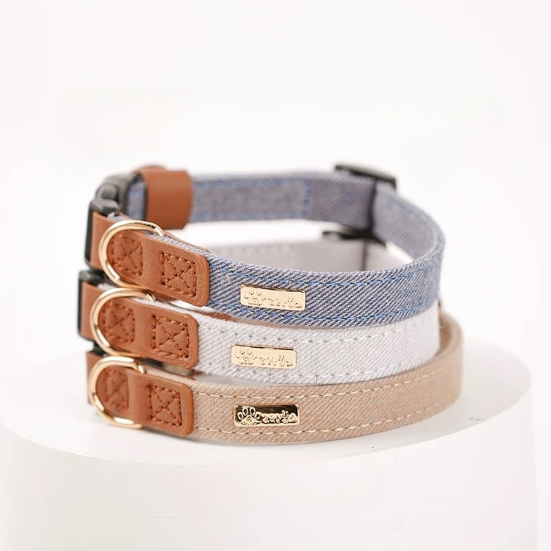 Japanese-Inspired Dog Collar in Denim
