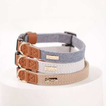 Japanese-Inspired Dog Collar in Denim