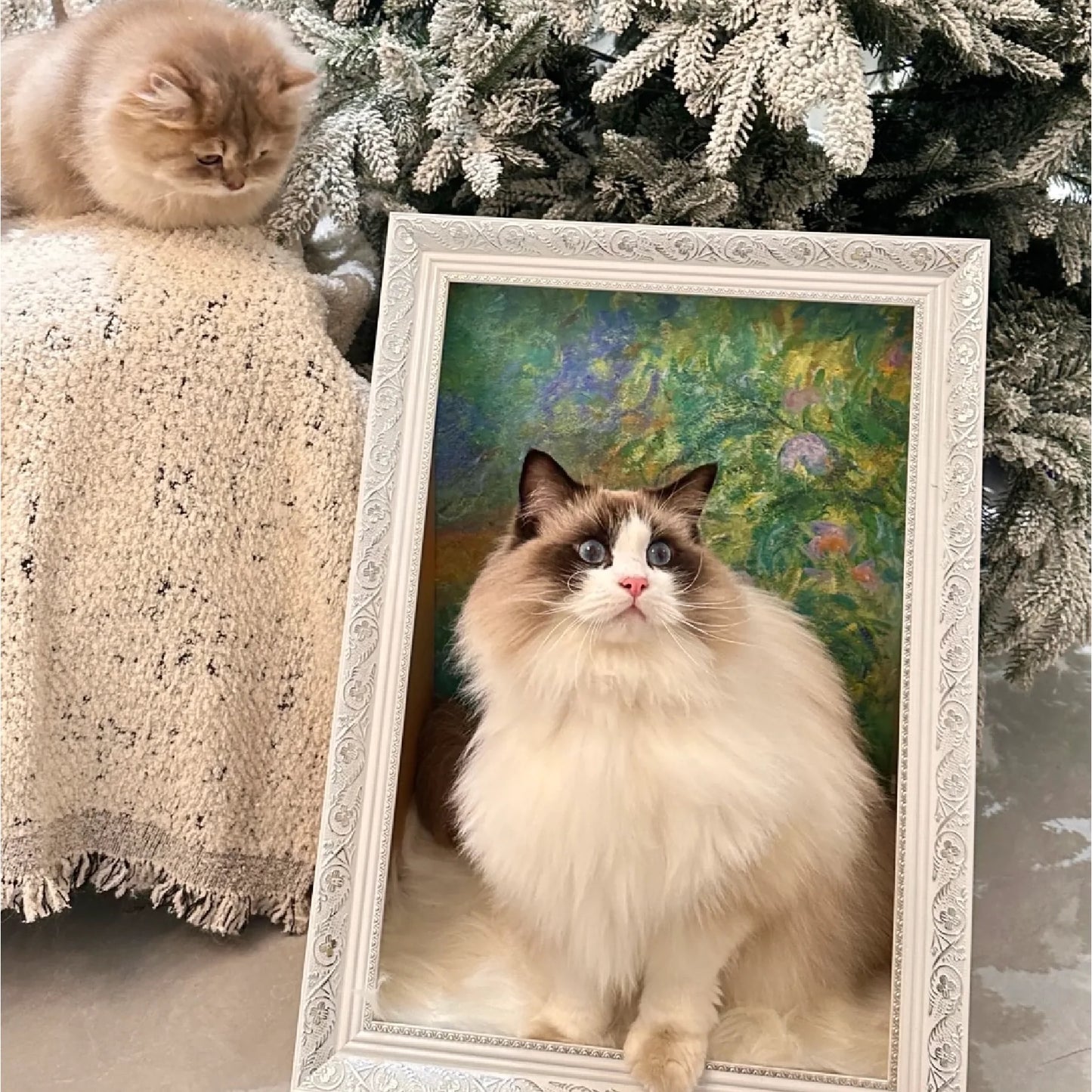 Oil Painting Style Cat Bed