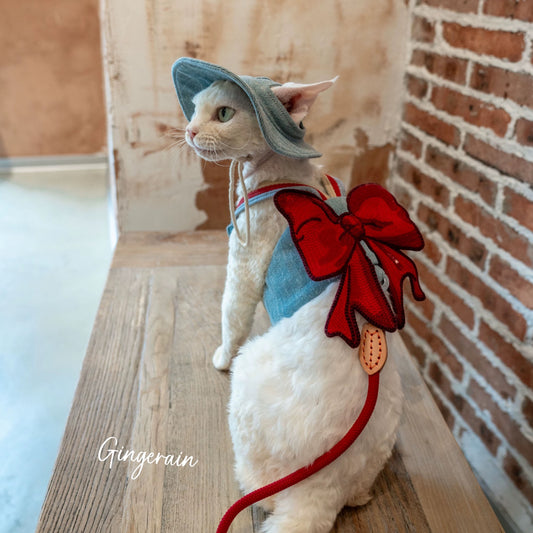 Cat Denim Costume with Bow Tie