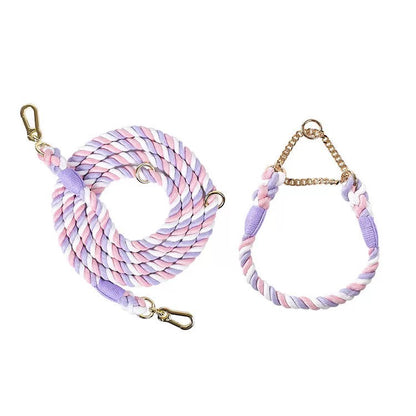Woven P-Type Dog Collar and Leash Set
