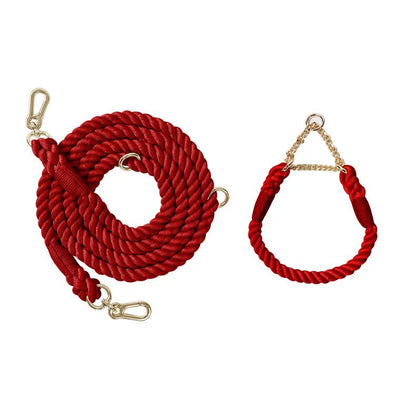 Woven P-Type Dog Collar and Leash Set